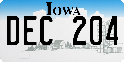 IA license plate DEC204