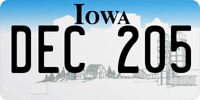 IA license plate DEC205
