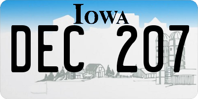 IA license plate DEC207