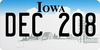 IA license plate DEC208