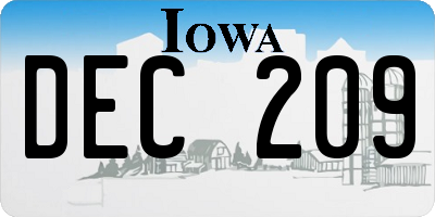 IA license plate DEC209