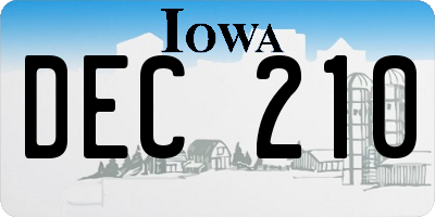 IA license plate DEC210