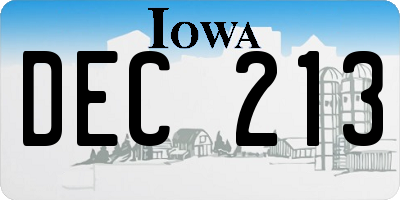 IA license plate DEC213