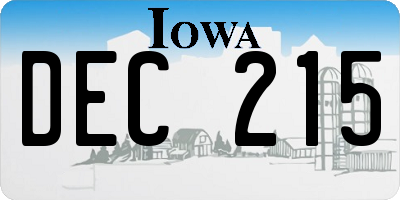 IA license plate DEC215