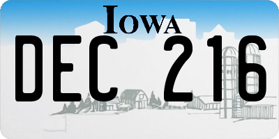 IA license plate DEC216