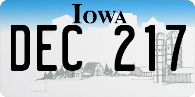 IA license plate DEC217
