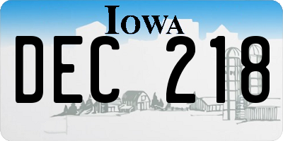 IA license plate DEC218
