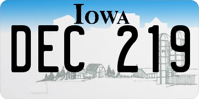 IA license plate DEC219