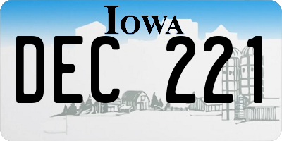 IA license plate DEC221