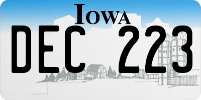 IA license plate DEC223
