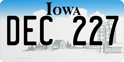 IA license plate DEC227