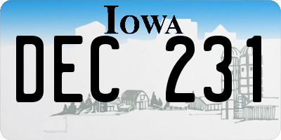IA license plate DEC231