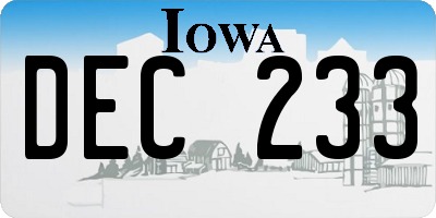 IA license plate DEC233