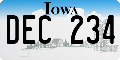 IA license plate DEC234