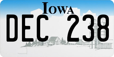 IA license plate DEC238