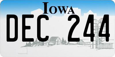 IA license plate DEC244