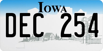 IA license plate DEC254