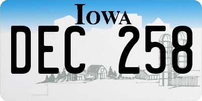 IA license plate DEC258