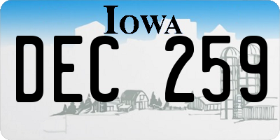 IA license plate DEC259