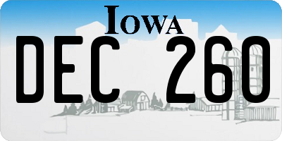 IA license plate DEC260