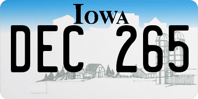 IA license plate DEC265
