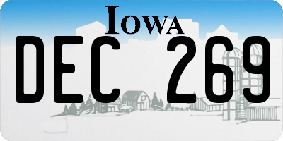 IA license plate DEC269