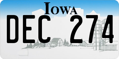 IA license plate DEC274