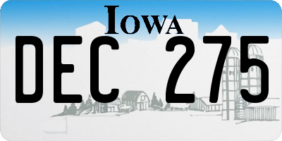 IA license plate DEC275