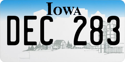 IA license plate DEC283