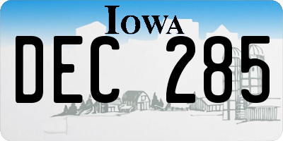 IA license plate DEC285
