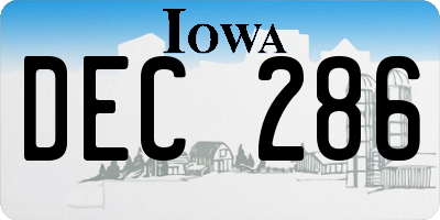 IA license plate DEC286