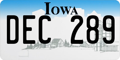 IA license plate DEC289