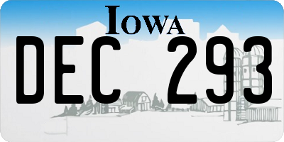 IA license plate DEC293