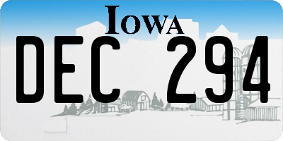 IA license plate DEC294