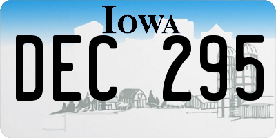 IA license plate DEC295