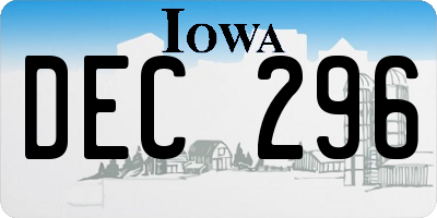 IA license plate DEC296