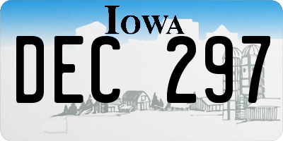 IA license plate DEC297