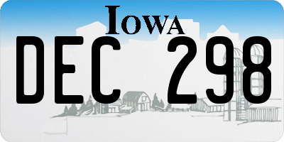 IA license plate DEC298