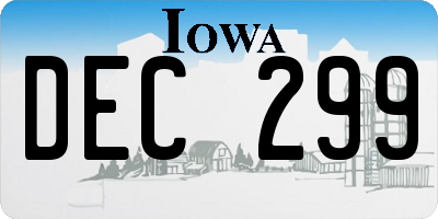 IA license plate DEC299