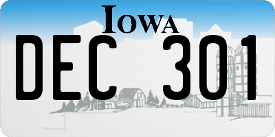 IA license plate DEC301
