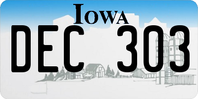 IA license plate DEC303