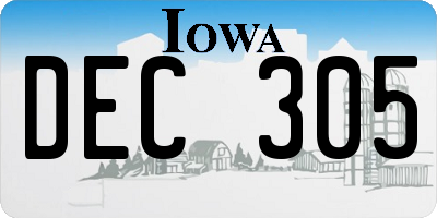 IA license plate DEC305