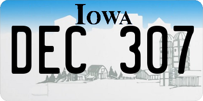 IA license plate DEC307