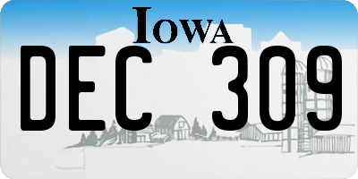 IA license plate DEC309