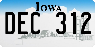 IA license plate DEC312