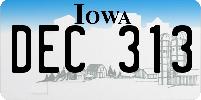 IA license plate DEC313