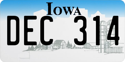 IA license plate DEC314