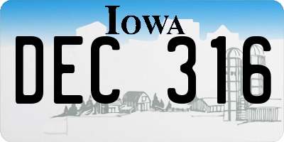 IA license plate DEC316