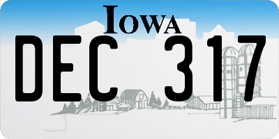 IA license plate DEC317