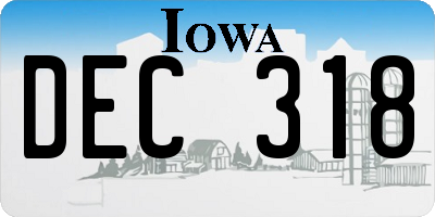 IA license plate DEC318